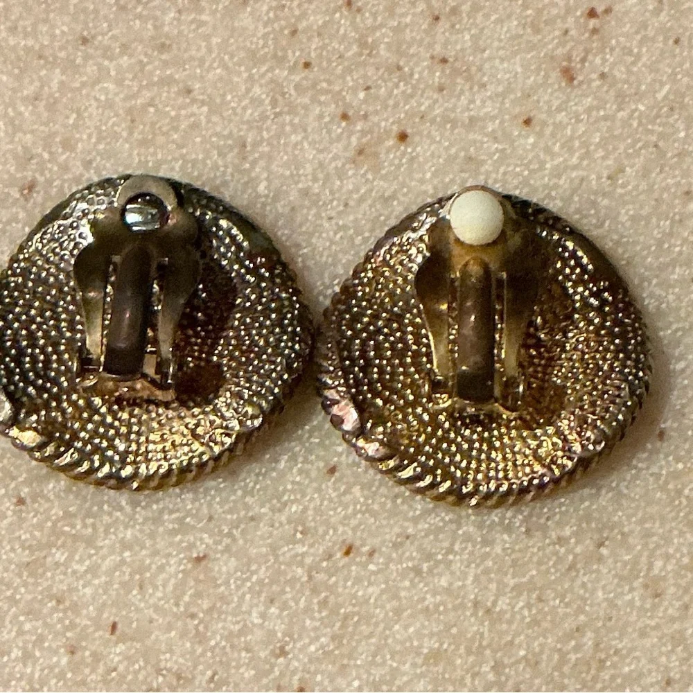 Leopard Print Gold-Tone Stud Earrings - Picture 2 of 2